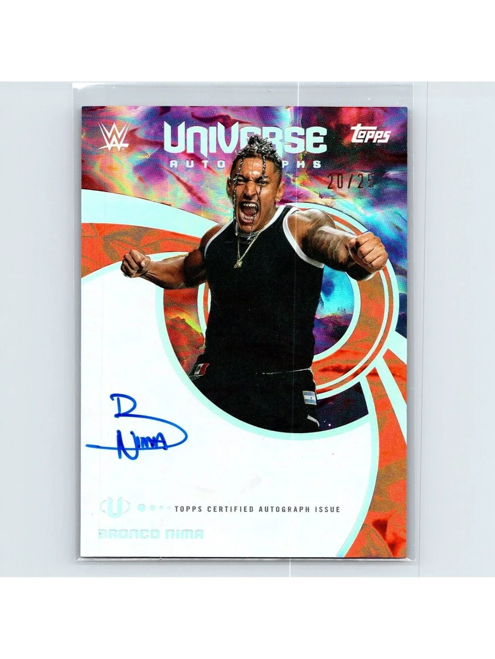 2025 Topps Universe WWE Bronco Nima #UNA-BNI Universe Autographs Orange #/25 NXT